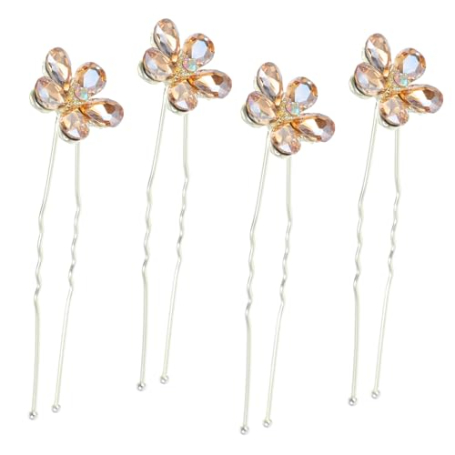 Healvian 4 Stck. Teiliges U Förmiges Strass Haarnadeln Blumen Design Fester Komfortabel Eleganter Brautschmuck für Hochzeit Frisuren Vielseitig für Frauen und Mädchen Geeignet von Healvian