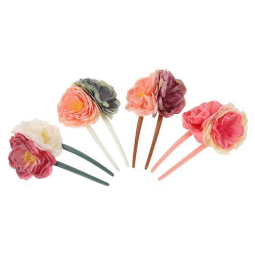 Healvian 4 Stück Antike Haarnadel Langes Haar Vintage Haarnadeln Blumenkopfhaar U Förmige Haarnadeln Stoff Blumenhaarnadeln Stoffhaarstab Für Frauen Stoffhaarnadeln Haargabel Für Dutt von Healvian
