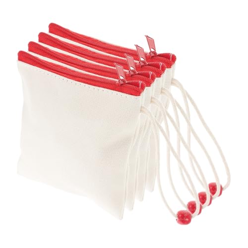 Healvian 4stücke Canvas Münzbeutel Mit Reißverschluss Handgefertigte Aufbewahrung Für Münzen Schmuck Und Kleine Essentials Stilvolle Organizer Für Damen Weiß Und Rot von Healvian