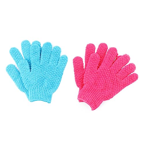 Healvian 4 Stück Bade-Peeling-Handschuhe Luffa-Handschuhe Gesichtspeeling Dusche Spa-Handtuch Badetuch Duschbürste Badehandtücher ein Bad nehmen Gesichtstuch Polyester von Healvian