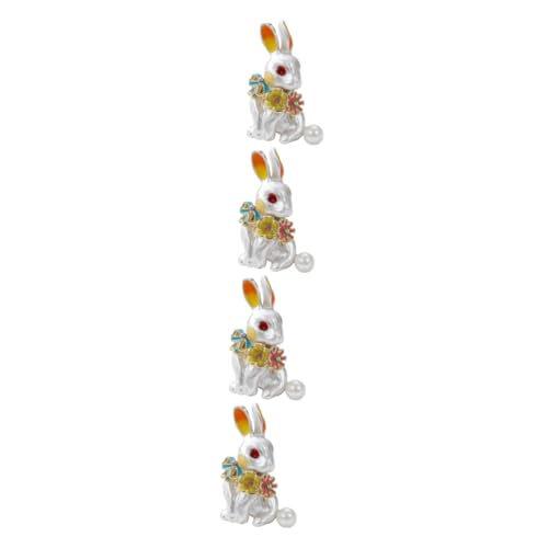 Healvian 4 Stück Bunny Brosche Anstecknadel für Kleidung Niedliche Hasen Brosche mit Feiner Verarbeitung für Ostern Valentinstag Besondere Anlässe Dekoriert Kleidung Schals Hüte Taschen von Healvian