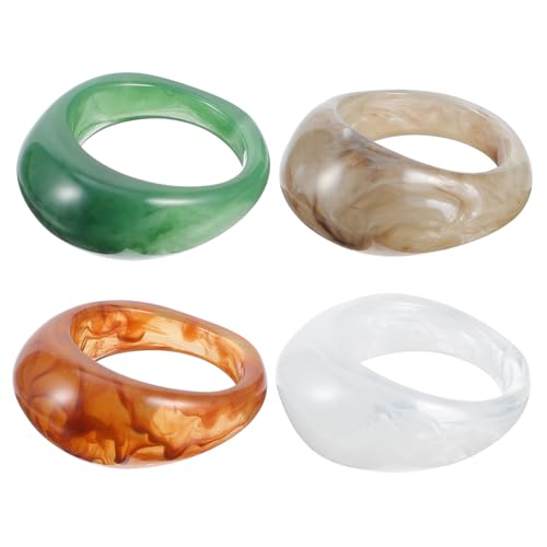 Healvian 4 Stück Bunte Finger Ringe Harz Teiliges Vintage Schmuck für Damen Stilvolle Party Ringe Verschiedenen Farben Leicht und zu Tragen für Besondere Anlässe und Alltagslooks von Healvian
