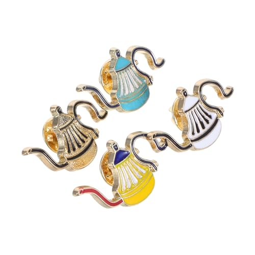Healvian 4 Stück Bunte Kaffee Brooch Pins mit Langlebiger Beschichtung Kreative Teekannen Metall Anstecker für Rucksäcke Accessoires für Kaffee Leicht und Stilvoll für Party und Alltag von Healvian