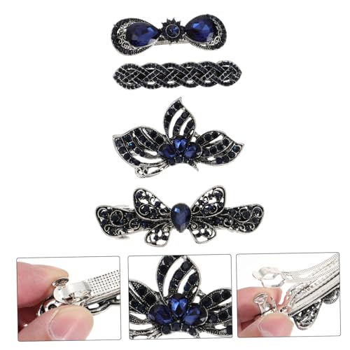 Healvian 4 Stück Damen Haarklammern mit Strasssteinen Design Langlebige Legierung Haarnadeln Modische Haarspangen für Alltag und Party Stilvoller Haarschmuck für Frauen von Healvian