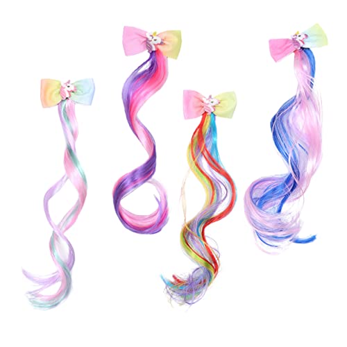 Healvian 4stücke Junge Mädchen Haarverlängerungen Clip Bogen Einhorn Haarspangen Bunte Haarteile Für Kreative Frisuren Für Partys Und Besondere Anlässe von Healvian