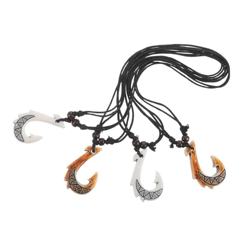 Healvian 4 Stück Ethnische Schmuckstücke mit Knochenähnlichem Anhänger Stilvolle Halskette für Männer Frauen und Mädchen als Reisemitbringsel von Healvian