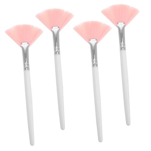 Healvian 4 Stück Fächer Make Up für Gesicht Langer Griff Puderpinsel Professionelles Makeup Tool für Rouge Foundation und Konturieren für Damen und Mädchen von Healvian