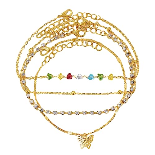 Healvian 4 Stück Fußkettchen Surfer Knöchel Für Mädchen Sommer Armbänder Sommerarmbänder Für Frauen Strandzubehör Strandarmbänder Mädchenschmuck Golden Legierung Strass Healvian 4 Stück Fußkettchen Surfer Knöchel Für Mädchen Sommer Armbänder Sommerarmbänder Für Frauen Strandzubehör Strandarmbänder Mädchenschmuck Golden Legierung Strass von Healvian
