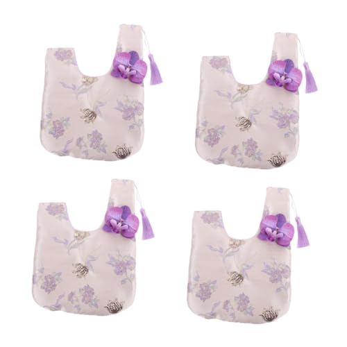 Healvian 4 Stück Goldene Handgelenktasche mit Seidenoptik Bestickte Orchidee und Quaste Kompakte Damen Clutch Langlebigem Stoff für Hochzeiten Partys und Festliche Anlässe von Healvian