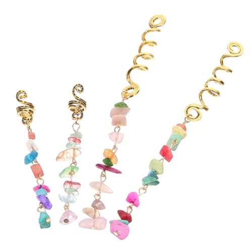 Healvian 4 Stück Haar Schmuck für Zöpfe Dreadlocks und Flechtfrisuren Piratenstil Haarschmuck mit Natursteinen Zubehör für Mädchen Jahre von Healvian