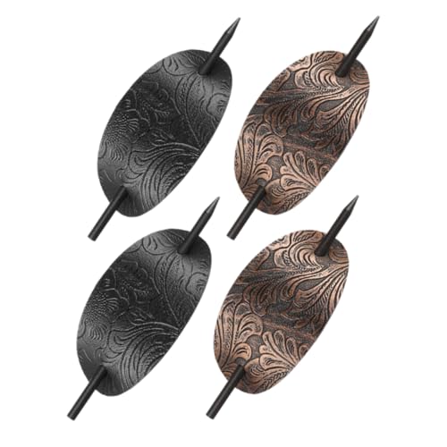Healvian 4stücke Teiliges Leder-haarspangen Im Retro-stil Elegante Haarclips Für Damen Ovaler Haarnadeln Für Hochsteckfrisuren Vielseitige Haaraccessoires Und Antikbraun von Healvian