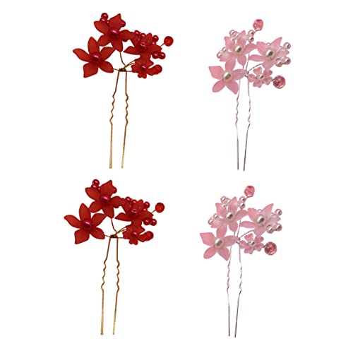 Healvian 4stücke U-förmige Haarnadeln Aus Acryl Mit Blumenverzierung Teiliges Für Hochsteckfrisuren Und Brautschmuck Haaraccessoires Für Besondere Anlässe von Healvian