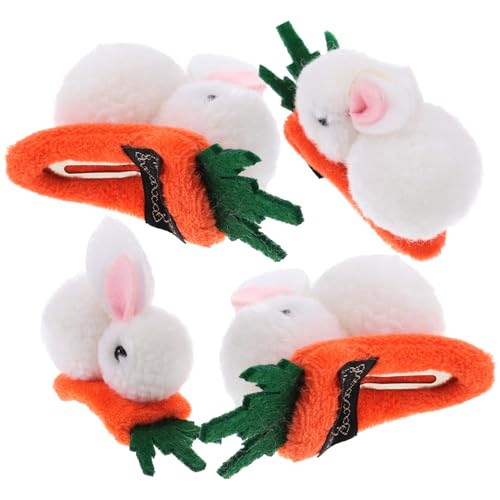 Healvian 4stücke Kaninchenform Haarspangen Für Süße Dekorative Ostern-haarclips Für Mädchen Plüsch Haarschmuck Mit Karotte Für Festlichkeiten Und Kostüme von Healvian