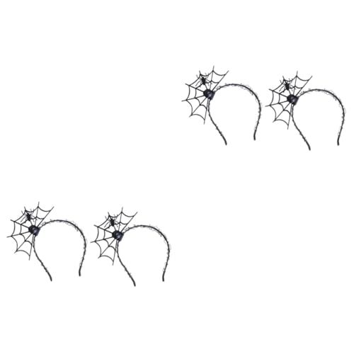 Healvian 4 Stück Halloween Cosplay Spider Web Haarreifen Schwarz Leichter Langlebiger Kopfschmuck für Damen Fasching Kostüm Party Halloween Accessoire für Festival und Performance von Healvian