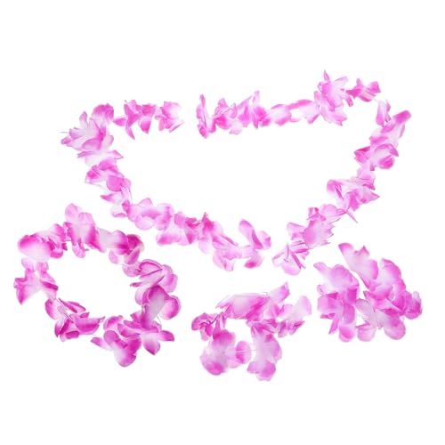 Healvian 4 Stück Hawaiianische Blumenkette Teiliges Set aus Verstellbare Halskette Stirnband Armband Strapazierfähiges Luau Party Zubehör für Strand Hochzeiten Tropische Feiern in von Healvian