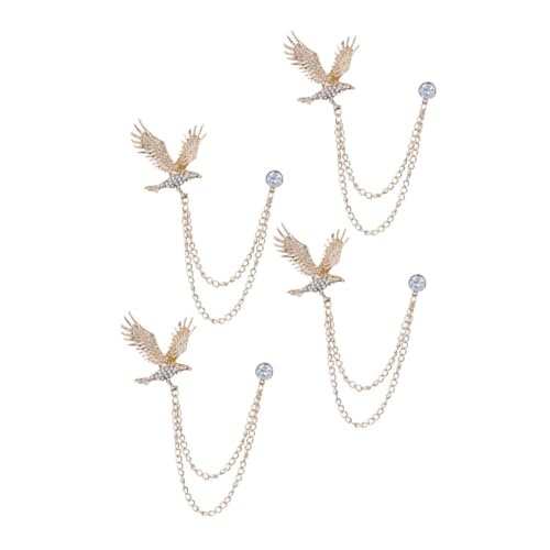 Healvian 4stücke Kragenbrosche Aus Legierung Mit Strass-details Anzugnadel Für Herren Kleiderbrosche Mit Kette Tier-anstecknadel Für Anzüge Und Mäntel Für Freunde Und Familie von Healvian