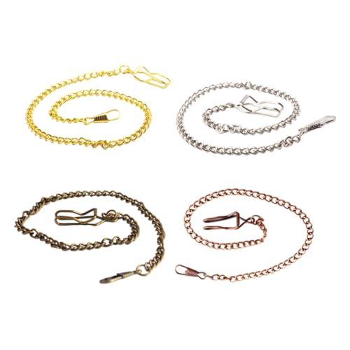 Healvian 4 Stück Herren Taschenuhr Kette Teiliges Lange Metallene Gürtelkette Gold Silber Rot und Bronze Accessoire für Jeans und DIY Projekte von Healvian