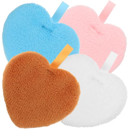 Healvian 4 Stück Herzförmige Puderquaste Hautfreundlich Weich Kompakt Geeignet für Foundation Concealer Sanftes Auftragen für Empfindliche Haut für Augen Nasenkonturen von Healvian