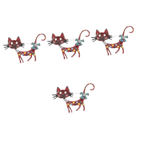 Healvian 4 Stück Katze Brosche für Kleidung Broschennadeln für Dekorative Stifte Katzennadel Hosen Brosche Clip Broschen und Anstecknadeln für Damen Zinklegierung von Healvian