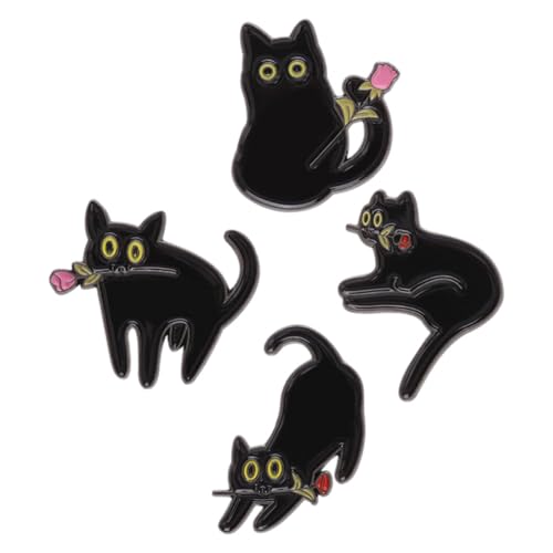 Healvian 4 Stück Katzenbroschen aus Metall Kreative Tier Anstecknadeln Langlebig Farbecht und Formstabil Accessoires für Damenpullover Schals Hüte und Taschen Ästhetische Pins von Healvian