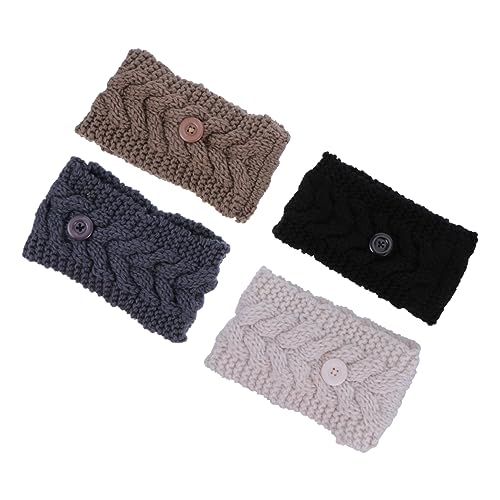 Healvian 4stücke Knopf-haarband Aus Strick Mit Elastischem Material Bequemes Kopfband Für Ohrenschutz Und Wärme Für Kalte Tage Farben von Healvian