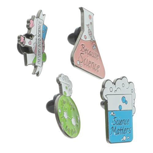 Healvian 4 Stück Kreative Chemie Broschen Legierungsmetall Emaillierte Anstecknadeln für Kleidung Rucksäcke Jacken Einzigartige Labor Pins für Damen und Herren von Healvian