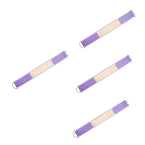 Healvian 4 Stück Luffa Badetuch Badewannen Waschlappen Handtücher Badewaschlappen Scheuertuch Körperpeeling Tuch Peeling Rückenwäscher Rückentuchstreifen Lila Rückenreiben von Healvian
