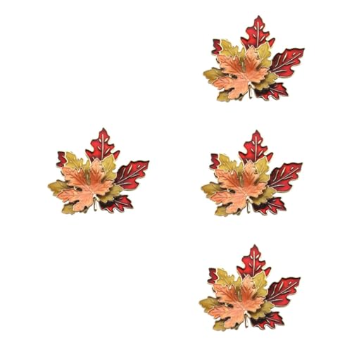 Healvian 4 Stück Maple Leaf Brosche Damen Dreischichtiger Tropföl Zarte Anstecknadel mit Sicherheitsverschluss Modisches Accessoire für Pullover Jacken Taschen und Festliche Outfits von Healvian