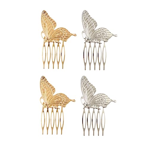 Healvian 4 Stück Metall Haarkämme Schmetterlingsdesign Zarte Haarklammern für Damen Vielseitige Haarspangen Gold und Silber Eleganter Kopfschmuck für Alltag und Festtage Healvian 4 Stück Metall Haarkämme Schmetterlingsdesign Zarte Haarklammern für Damen Vielseitige Haarspangen Gold und Silber Eleganter Kopfschmuck für Alltag und Festtage von Healvian