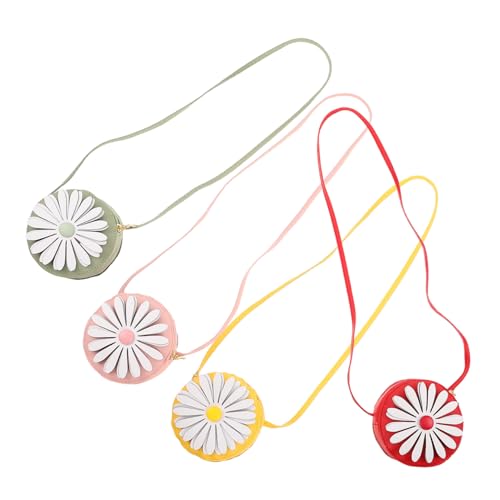 Healvian 4 Stück Mini Daisy Umhängetasche für Mädchen Kleine Leichte Pu-Schultertasche mit Reißverschluss Strapazierfähige Kompakte Kindertasche für Alltag Reisen Geburtstagsgeschenke von Healvian