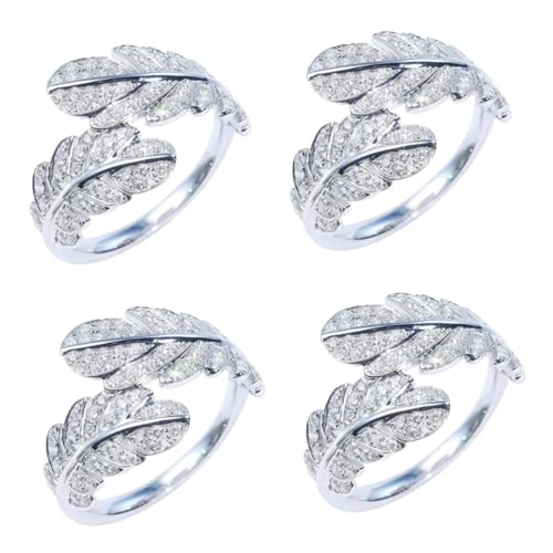 Healvian 4 Stück Offener Ring für Damen Eleganter Schmuck für Hochzeiten Partys Verstellbarer Fingerring für Einen Modischen Look von Healvian