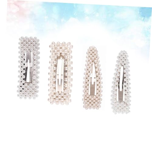 Healvian 4 Stück Perlen Haarklammern Stilvolle Haarspangen für Frauen und Mädchen Modische Dreieck Rechteck designs in Gold und Silber Fester Griff Vielseitiger Haarschmuck für Alltag und von Healvian