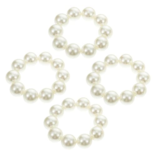 Healvian 4stücke Perlen-haarbänder Und Armbänder Elastische Haargummis Für Mädchen Und Ponytail- Für Dickes Lockiges Und Haar von Healvian