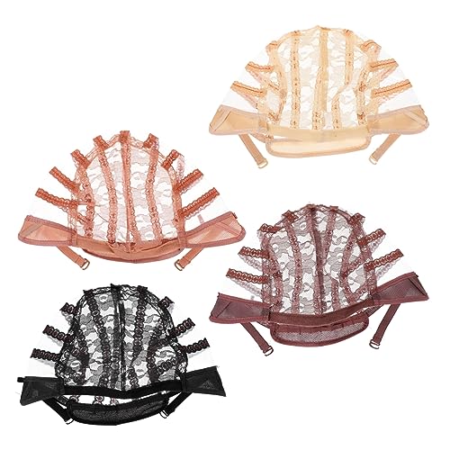 Healvian 4stücke Atmungsaktive Perückenhaube Elastische Netzhaube Aus Hochwertigem Spitzenmaterial Für Perückenpflege Inklusive Hautfarbe von Healvian