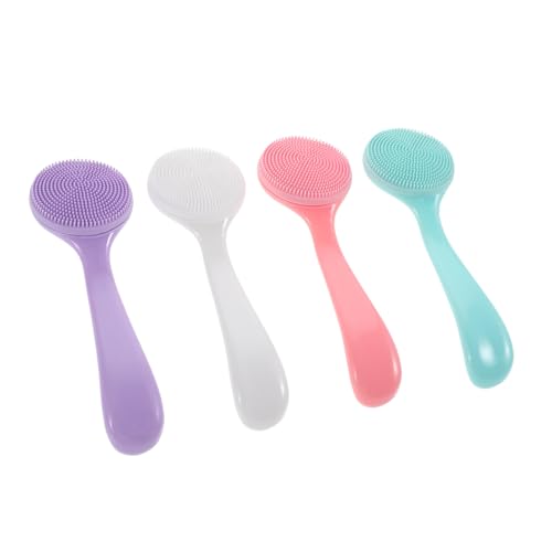 Healvian 4 Stück Reinigungsbürste Gesichtswaschbürste Für Damen Manuelles Gesichtsbürste Gesichtsreiniger Für Gesichtswäsche Scrubber Handgeführter Gesichtswäscher Kieselgel von Healvian