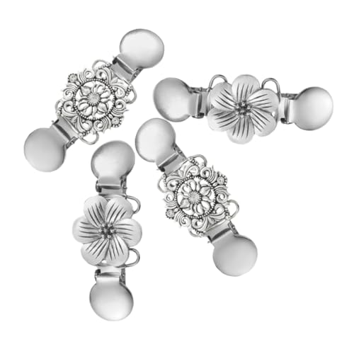 Healvian 4stücke Retro-cardigan-clipverschlüsse Mit Blumenmustern Für Damen Und Mädchen Schalnadel Und Pullover-strass-schalnadel Cardigan-verschluss Und Retro-broschenclip Cinch-clips von Healvian