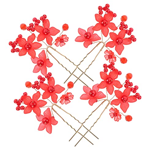 Healvian 4stücke Vintage Haarstäbchen Mit Blumenmotiv Förmige Haarnadeln Für Hochzeiten Partys Und Alltag Strapazierfähige Haaraccessoires Für Frauen Und Mädchen von Healvian