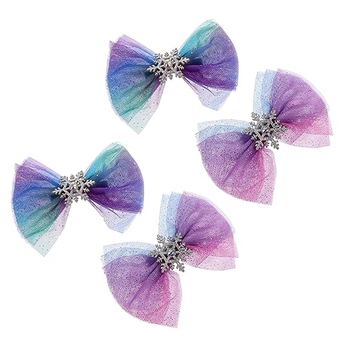 Healvian 4stücke Schneeflocken Haarklammer Mit Schleifen-design Für Weihnachten Niedliche Haarspangen Für Mädchen Und Frauen Für Feste Partys Und Besondere Anlässe von Healvian