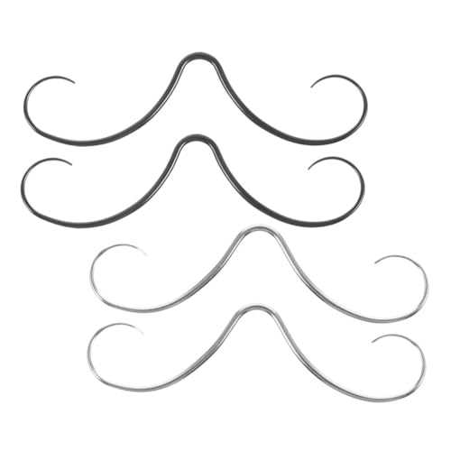 Healvian 4 Stück Schnurrbart Nasenring Edelstahl Verstellbar Lustiges Septum Piercing Unisex Halloween Schmuck Modischer Nasenstecker für Damen und Herren von Healvian