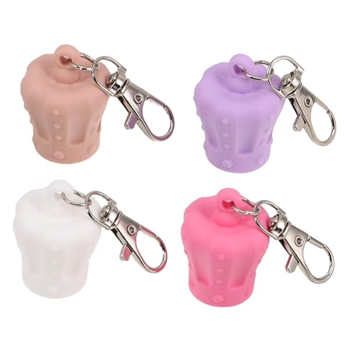 Healvian 4 Stück Silikon Lippenstift Ersatzkappen Auslaufsichere Lippenbalsam Schlüsselanhänger Multifunktionale Lippenpflegeschutz Hülle für Damen Tragbar und Modisch Praktische von Healvian