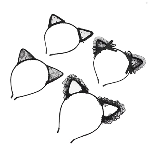 Healvian 4stücke Katzenohren Haarschmuck Schwarze Spitzen-haarkränze Für Frauen Für Partys Konzerte Und Besondere Anlässe Leicht Und Bequem Elastisch Und Hautfreundlich von Healvian