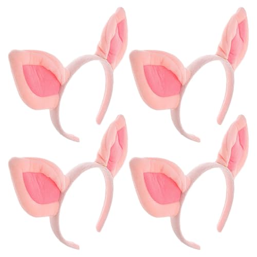 Healvian 4stücke Tierohren Haarreif Plüschige Rosa Schweineohren Kopfband Für Junge Mädchen Und Erwachsene Für Halloween Kostümpartys Und Cosplay-ereignisse von Healvian