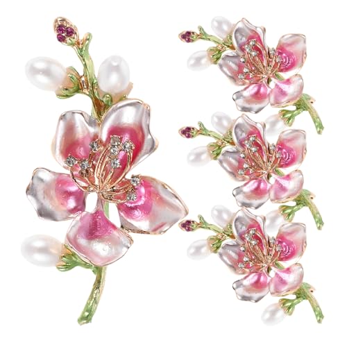 Healvian 4 Stück Strass Blumenbrosche – Blüten Blumenbroschen Perlen Anstecknadel Dekorativer Schmuck Für Frauen Brautschmuck Hochzeit von Healvian