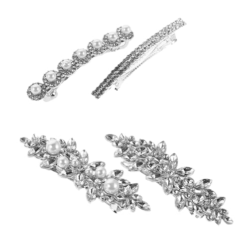 Healvian 4 Stück Strass Haarspangen mit Funkelnden Perlen Leichte Haarklammern für Damen Hochzeit Brautschmuck Party Haarschmuck Komfortable und Stilvolle Haarclips von Healvian