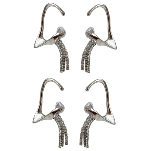 Healvian 4 Stück Teiliges Alloy Ohrclips Damen Leicht und Komfortabel Modischer Ohrschmuck mit Quasten Stilvoller Clip Ohrring Ohrloch Geeignet für Alltag und Besondere Anlässe von Healvian