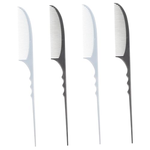 Healvian 4 Stück Teiliges Antistatischer Frisierkämme mit Spitzem Stiel Flexibel und Wiederverwendbar zum Stylen Färben und Abteilen von Feinem Lockigem Haar für Damen und Herren im Salon von Healvian