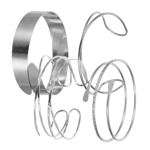 Healvian 4stücke Schmuckarmbänder Aus Legierung Einzigartige Geometrische Armreife Verstellbar Für Damen Und Mädchen Breiter Wickelarmreif Stapelbar Trendiger Armreif Für Verschiedene von Healvian