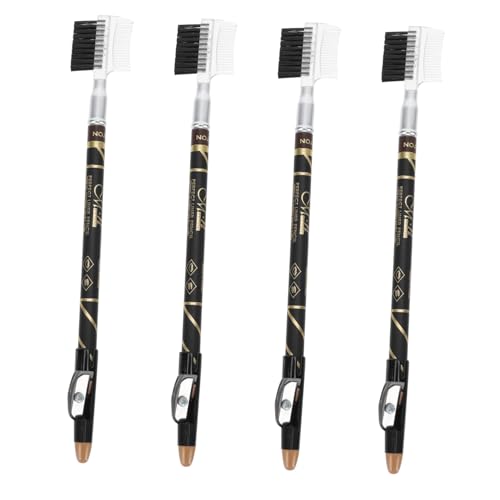 Healvian 4 Stück Teiliges Augenbrauenstift mit Integriertem Pinsel und Kamm Wasserfest Präzises Zeichnen Natürlicher Brauen Tragbar für Frauen für Augenbrauen Make Up und Lifting von Healvian