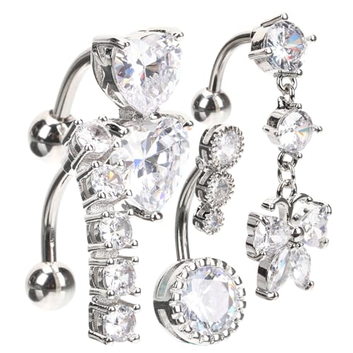 Healvian 4 Stück Teiliges Bauchnabelpiercing aus Komfortabler Sitz Langlebig Modischer Körperschmuck für Damen Geeignet für Urlaub Strand Schwimmen und Sommerkleidung von Healvian