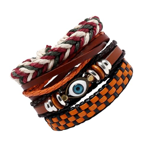 Healvian 4 Stück Teiliges Boho armband Geflochtene Herren Damen Handgelenk Schmuck Vielseitig Kombinierbar Modischer Stil Geschenkidee für Geburtstag Weihnachten Jubiläum von Healvian